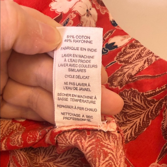 Ulla Johnson Nora Floral Gathered Midi Dress Size 12  Red Puff Sleeve Tiered - Picture 15 of 16